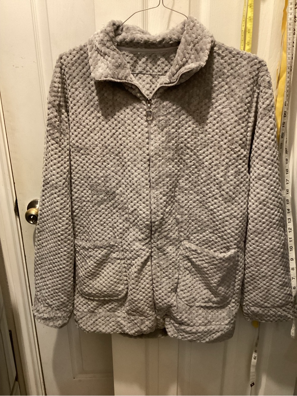 Men's Quilted Plush Zip-Up Jacket - Light Gray